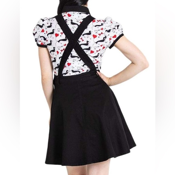Hell Bunny Dress Womens 2XL Black Dakota Pinafore Denim Goth Pinup Punk Overall - Picture 3 of 10